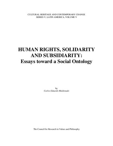 Human Right, Solidarity and Subsidiarity: Essays on Social Ontology