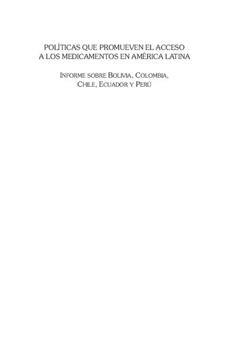 Políticas que promueven el acceso a los medicamentos en América Latina: informe sobre Bolivia, Colombia, Chile, Ecuador y Perú