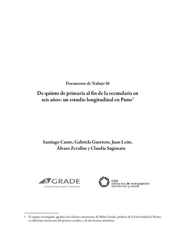 De quinto de primaria al fin de la secundaria en seis años: un estudio longitudinal en Puno