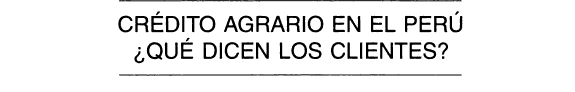 Crédito agrario en el Perú: qué dicen los clientes?