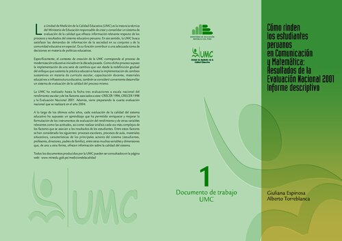 Cómo rinden los estudiantes peruanos en Comunicación y Matemática: Resultados de la Evaluación Nacional 2001. Informe Descriptivo