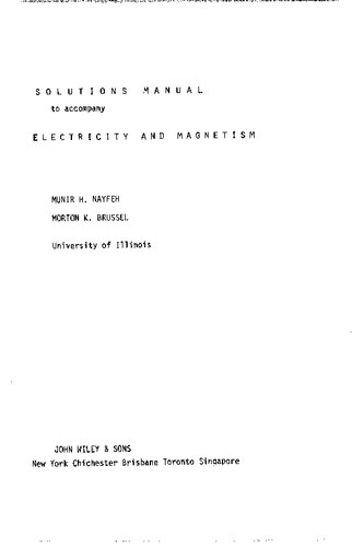 Solution manual Munir H. Nayfeh Electricity and Magnetism
