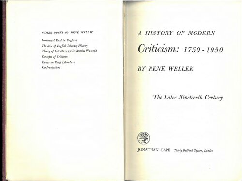 A History of Modern Criticism Vol.4: The Later Nineteenth Century