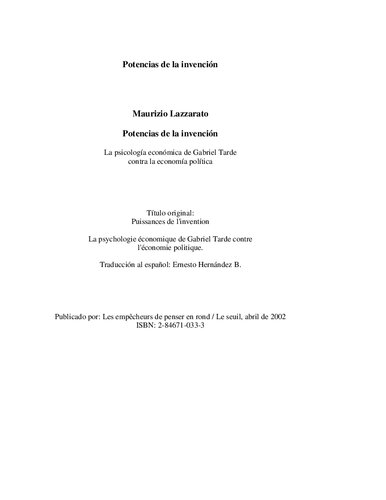 Potencias de la invención: la psicología económica de Gabriel Tarde contra la economía política