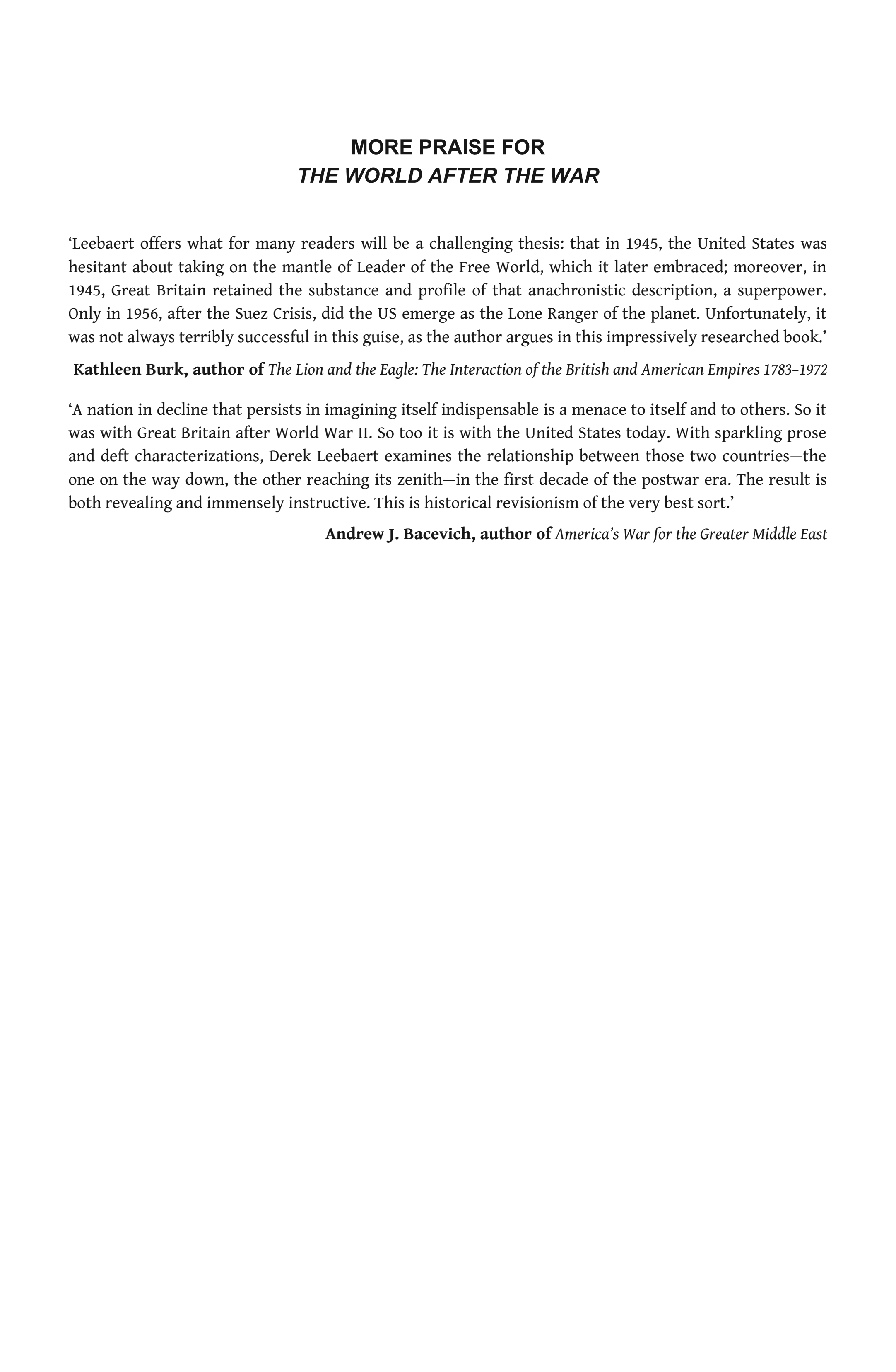 The World After the War: America Confronts the British Superpower, 1945–1957