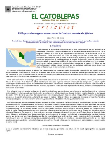 Diálogos sobre algunas creencias en la frontera noreste de México