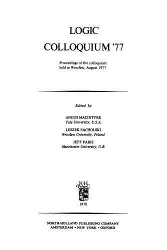 Logic: Colloquium Proceedings, 1977