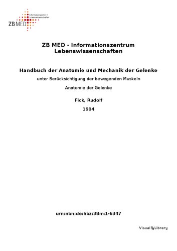 Handbuch der Anatomie und Mechanik der Gelenke unter Berücksichtigung der bewegenden Muskeln