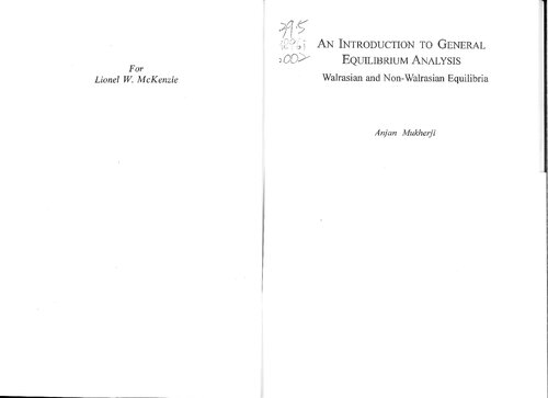 An Introduction to General Equilibrium analysis : Walrasian and Non-Walrasian Equilibria (expanded edition, 2002)