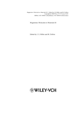 Magnetism: Molecules to Materials III: Nanosized Magnetic Materials: 3