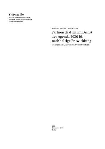 Partnerschaften im Dienst der Agenda 2030 für nachhaltige Entwicklung : Transformativ, inklusiv und verantwortlich?