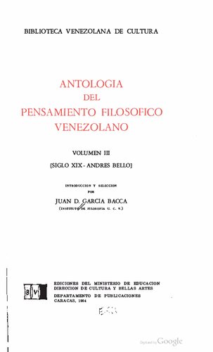 Antología del pensamiento filosófico venezolano. Volumen III