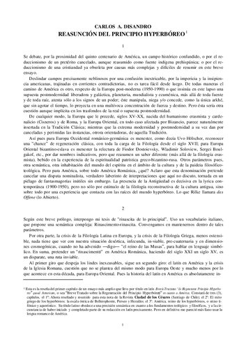 La Reasunción del Principio Hyperbóreo