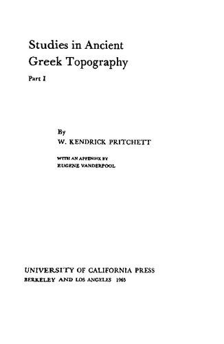 Studies in Ancient Greek Topography