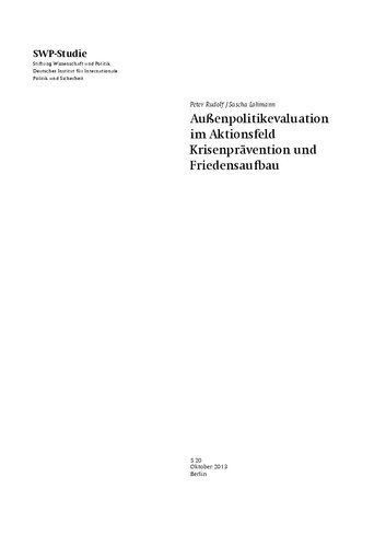 Außenpolitikevaluation im Aktionsfeld Krisenprävention und Friedensaufbau