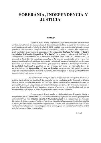 Soberanía, Independencia y Justicia