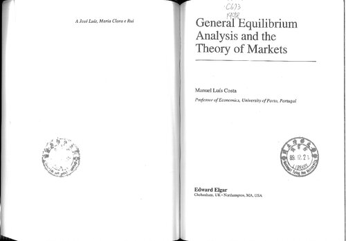 General equilibrium analysis and the theory of markets
