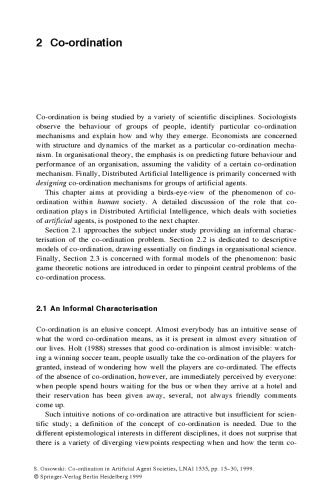 Co-ordination in Artificial Agent Societies: Social Structures and Its Implications for Autonomous Problem-Solving Agents