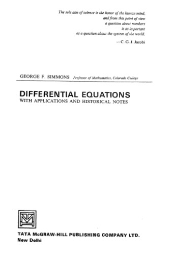 Differential Equations with Applications and Historical Notes