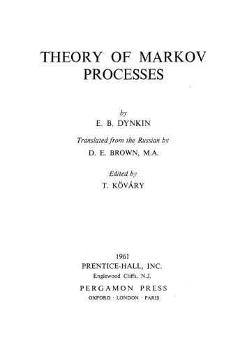Theory Of Markov Processes