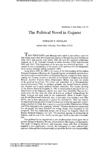 The Political Novel in Gujarat