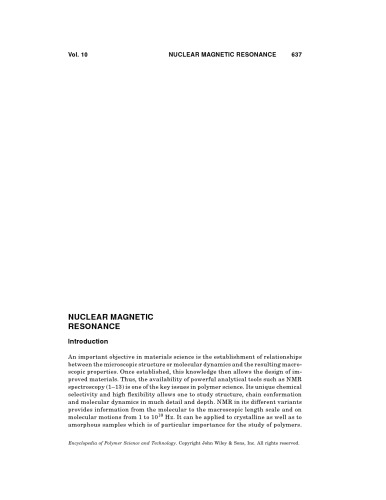 Nuclear Magnetic Resonance 