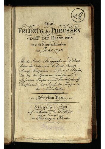 Der Feldzug der Preussen gegen die Franzosen in den Niederlanden im Jahre 1793