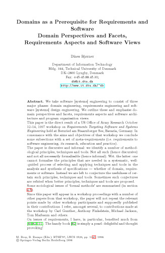 Requirements Targeting Software and Systems Engineering: International Workshop RTSE ’97, Bernried, Germany, October 12-14, 1997
