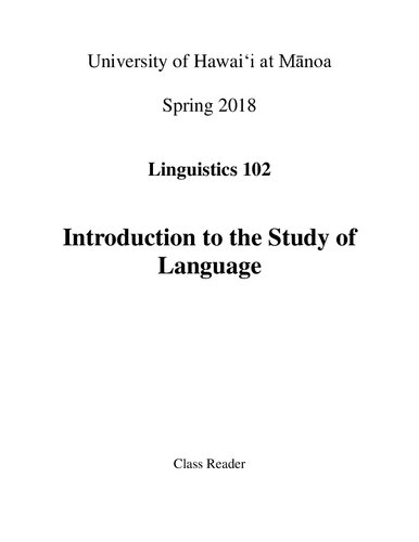 Introduction to the Study of Language