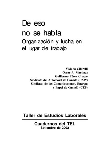 De eso no se habla. Organización y lucha en el lugar de trabajo