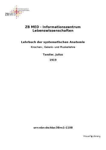 Lehrbuch der systematischen Anatomie - KNOCHEN - , GELENK - UND MUSKELLEHRE