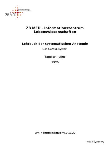 Lehrbuch der systematischen Anatomie - DAS GEFÄSS - SYSTEM