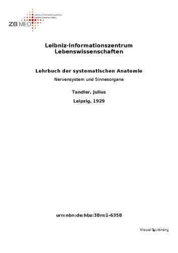 Lehrbuch der systematischen Anatomie - NERVENSYSTEM UND SINNESORGANE
