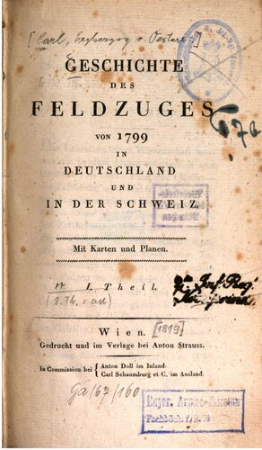 Geschichte des Feldzuges von 1799 in Deutschland und in der Schweiz
