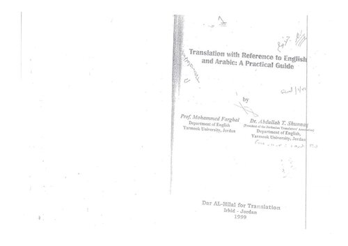 Translation with reference to English and Arabic : a practical guide