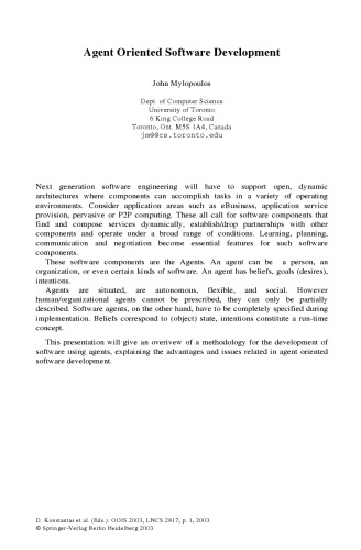 Object-Oriented Information Systems: 9th INternational Conference, OOIS 2003, Geneva, Switzerland, September 2003. Proceedings