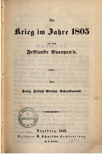 Der Krieg im Jahre 1805 auf dem Festlande Europas