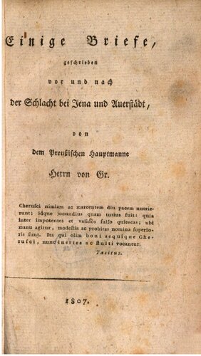 Einige Briefe, geschrieben vor und nach der Schlacht bei Jena und Auerstädt