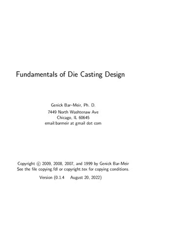 Fundamentals of Die Casting Design