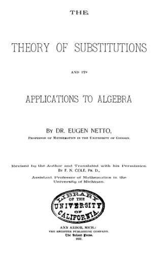 Theory of substitutions and its applications to algebra