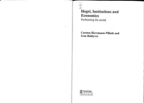 Hegel, Institutions, and Economics : Performing the Social