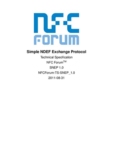 Simple NDEF Exchange Protocol (SNEP) Technical Specification