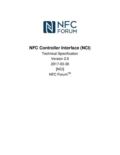NFC Controller Interface (NCI) Specification Technical Specification 2.0