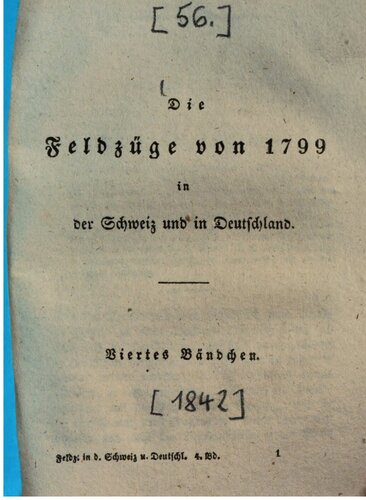 Die Feldzüge von 1799 in der Schweiz und in Deutschland