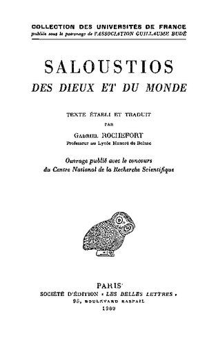Saloustios, Des dieux et du monde