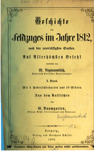 Geschichte des Feldzuges im Jahre 1812, nach den zuverlässigsten Quellen