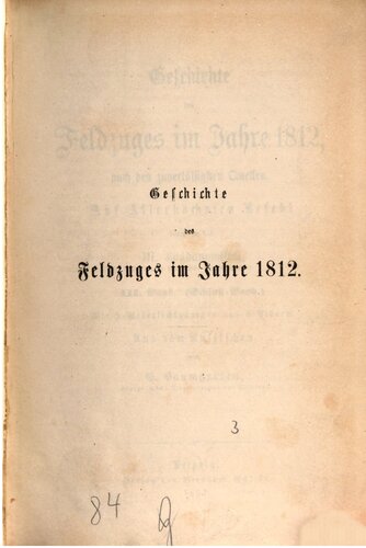 Geschichte des Feldzuges im Jahre 1812, nach den zuverlässigsten Quellen