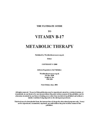 B17 CANCER - THE ULTIMATE GUIDE TO VITAMIN B-17 METABOLIC THERAPY