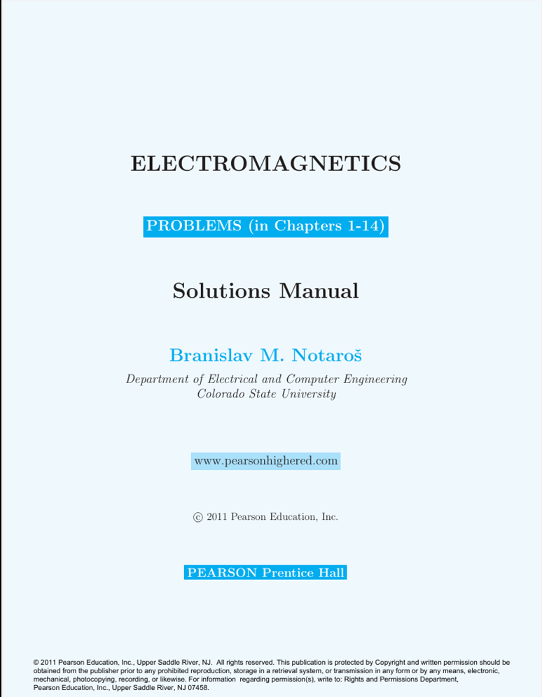 Notaros - Electromagnetics - Solution´s Manual