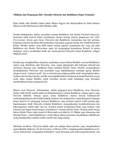 Nihilisme dan Penguasaan Diri: Menafsir Nietzsche dan Buddhisme, Shakiba Fadaie (Penerj. Moch Aldy MA)